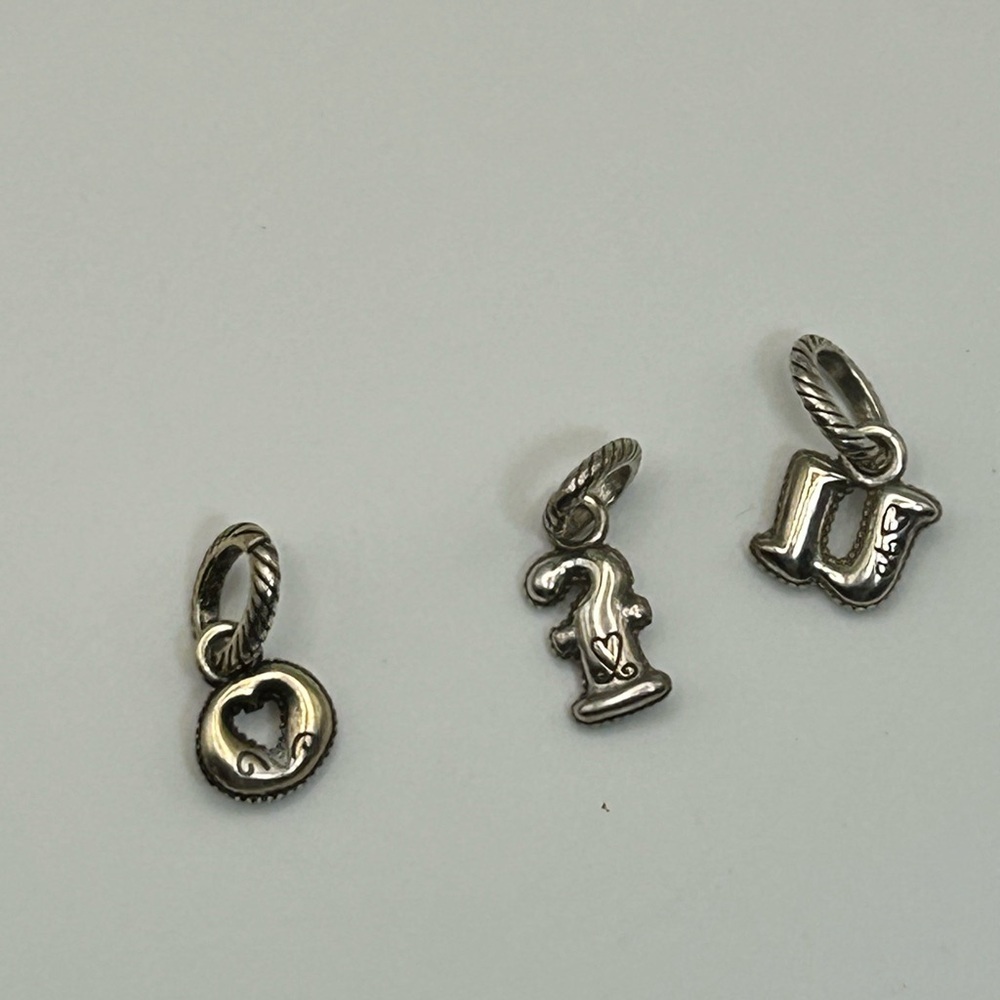 Brighton Alphabet Charms Qty 3 "f" "o" "u" Silver Plated 1" Petite - Picture 6 of 8